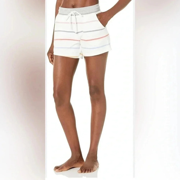 PJ Salvage Women's Loungewear “Happy Days‎ are Here” Comfy Striped Shorts Small - Picture 2 of 11